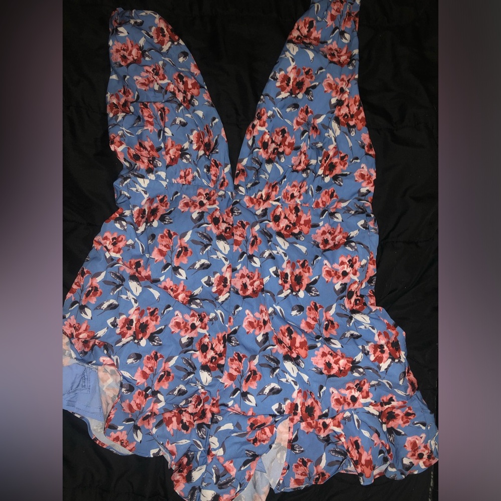 Blue floral romper